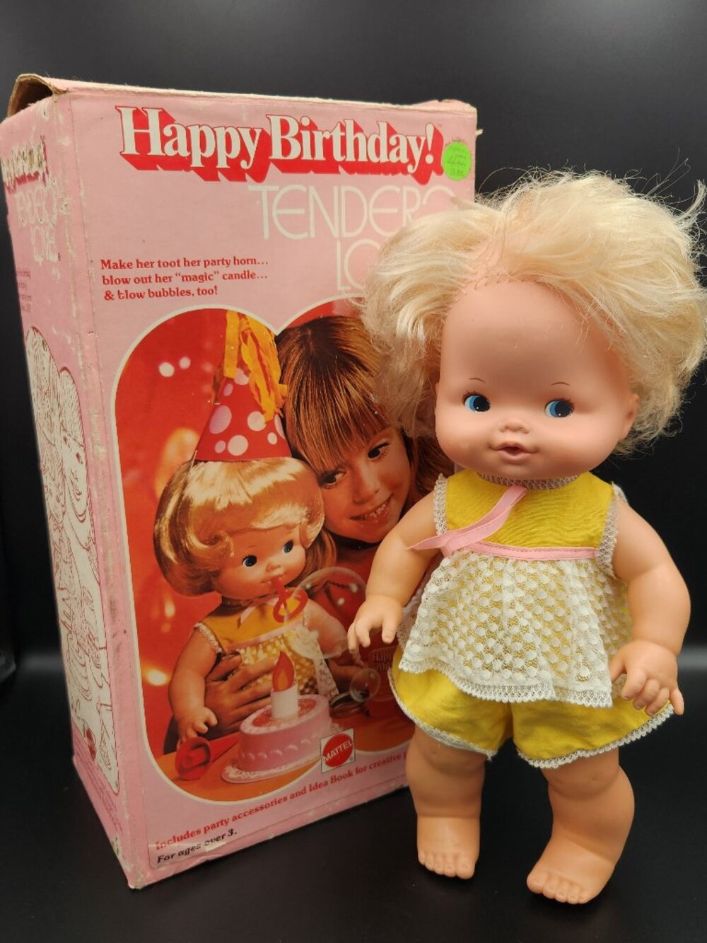 Vtg 1975 Mattel Happy Birthday Tender Love Doll w/ Original Box & Accessories